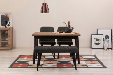 OLİVER MASA TAKIMI, BAROK SİYAH, 75X120