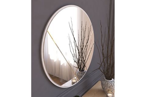 MONE AYNA DEKORATİF MODERN DESEN YUVARLAK AYNA, BEYAZ