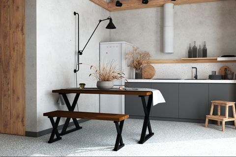 WOODESK ARDIÇ MASİF BANKLI YEMEK MASASI TAKIMI, CEVİZ RENK, 180×80, CPT7648-180