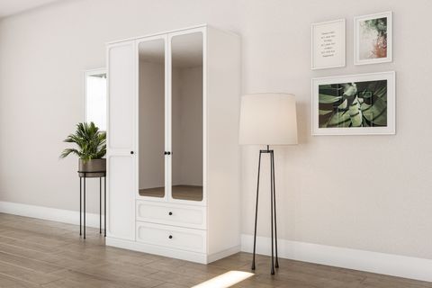 WİLLOW GARDIROP BEYAZ, 3 KAPAKLI, 2 ÇEKMECELİ