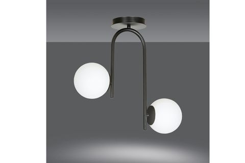 TOKYO İKİLİ BEYAZ CAMLI SİYAH KASALI PLAFONYER AVİZE