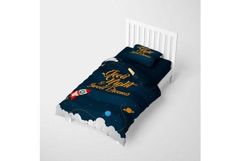 MONOHOME PLANET 3D PAMUK SATEN ÇOCUK NEVRESİM TAKIMI