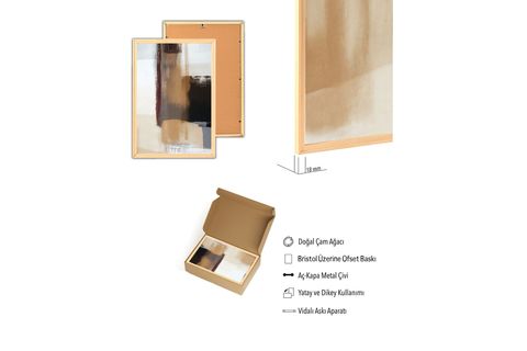 PREMİUM AHŞAP ÇERÇEVELİ ÜÇLÜ İSKANDİNAV BOHEM TABLO SETİ, SET12, 70X50