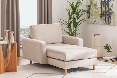 MERLİN DAYBED, İNCE KOL, NATUREL AYAK, KADİFE KUMAŞ, KREM