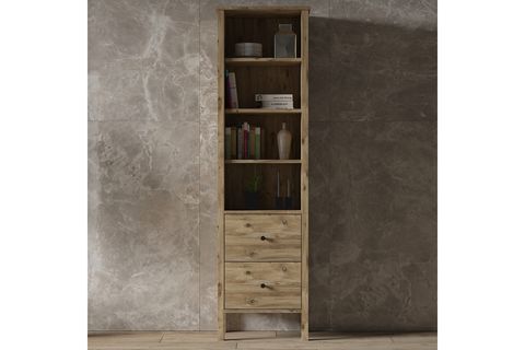 VENEZİA AHŞAP AYAKLI KİTAPLIK, 4 RAF 2 ÇEKMECELİ