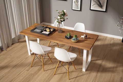 WOODESK HAYAL MASİF TİK RENK 150X70 SANDALYELİ MASA TAKIMI CPT7328-150