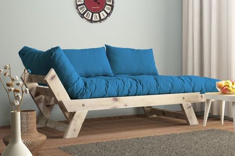 WOODESK ADALAR MASİF AHŞAP KANEPE, NATURAL-MAVİ RENK, CPT8109-210