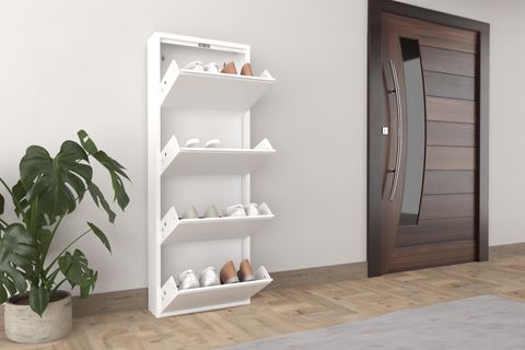 LANİ METAL AYAKKABILIK, 4 KAPAKLI, BEYAZ