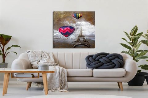TABLOLIFE EYFEL'DE UÇAN BALONLAR YAĞLI BOYA DOKULU TABLO, ÇERÇEVESİZ, 100X150