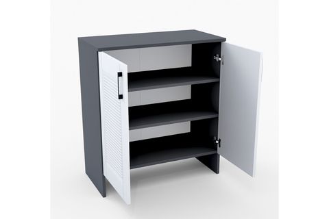RETRO MDF MEMBRAN KAPAKLI ÇOK AMAÇLI DOLAP, ANTRASİT BEYAZ