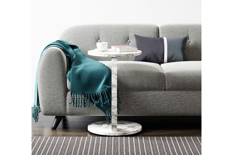 CLEO TEKERLEKLİ C SEHPA TEKERLEKLİ YAN SEHPA, BEJ