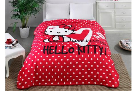 LİSANSLI HELLO KİTTY ÇİFT KİŞİLİK BATTANİYE, KIRMIZI