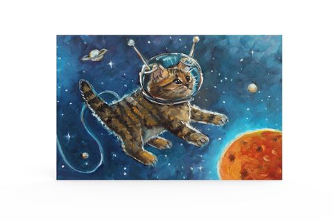 TREEDI ART UZAYLI KEDİ DEKORATİF TABLO 50