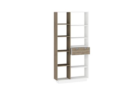 ARNETTİ LUMA 10 BÖLMELİ 2 DOLAPLI MODERN KİTAPLIK BEYAZ CEVİZ - LUMA