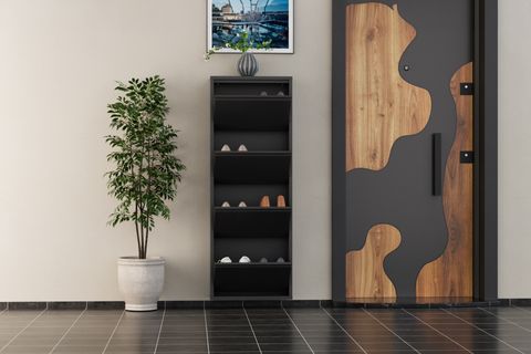 LİNEA METAL AYAKKABILIK, ANTRASİT, 4 KAPAKLI