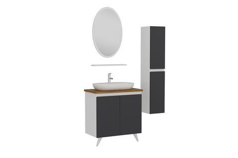 NİKA BANYO DOLABI AY2K80, BEYAZ ANTRASİT, 100 CM