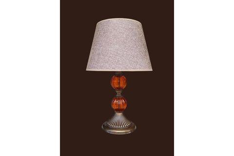 RETRO ABAJUR TURUNCU CAMLI ESKİTME KAPLAMALI KAHVERENGİ ŞAPKALI