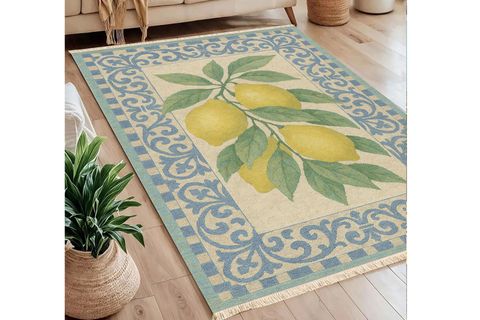 LİMON SİCİLİA AKDENİZ TEMALI BASKILI DOKUMA TABAN HALI, 276 YNG, 60X120  CM