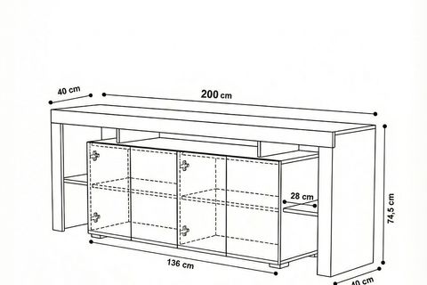 BURC LEDLİ TV ÜNİTESİ, MEŞE, 200 CM