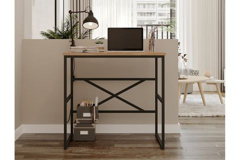 YURUDESİGN VOYAGE METAL ÇALIŞMA MASASI, CEVİZ, 80 CM, VG19