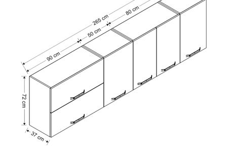 MİNAR 265 CM MUTFAK DOLABI BEYAZ 265-B2-ÜST MODÜL
