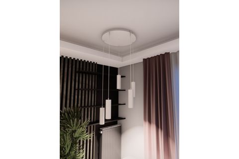 ZENYA BEŞLİ METAL SARKIT AVİZE, BEYAZ