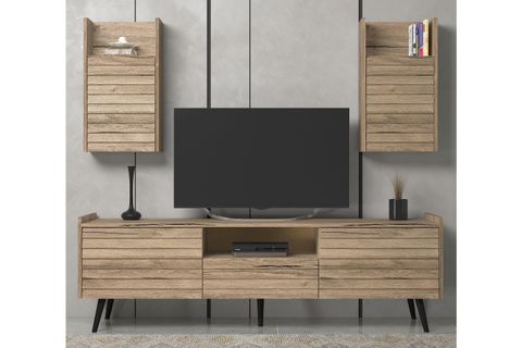 DELLA PANJUR KAPAKLI PREMİUM TV ÜNİTESİ, PERA SİYAH, 180 CM