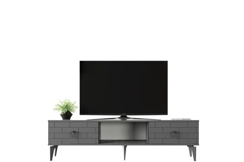 VARNA TV ÜNİTESİ ALT MODÜL, 2 KAPAKLI RAFLI, ANTRASİT