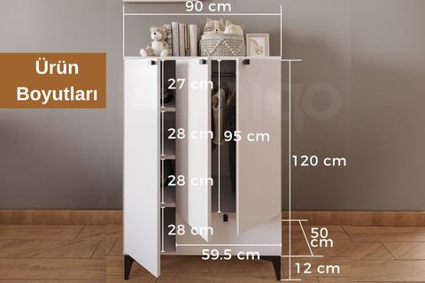 RUDA BEBEK ODASI GARDIROBU, 3 KAPAKLI