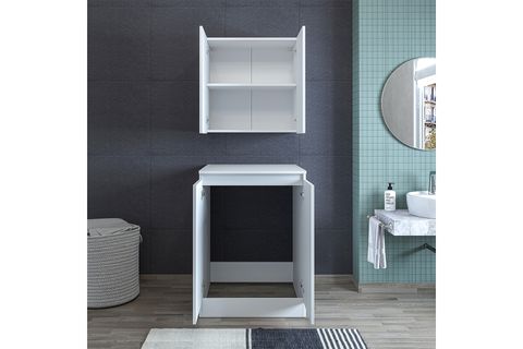 ROOMART CD1 ÇAMAŞIR MAKİNESİ DOLAP TAKIMI, ÜST DOLAPLI, MAT BEYAZ