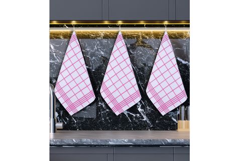WAFFLE DESEN ÜÇLÜ PEMBE MUTFAK KURULAMA BEZİ, 50X70CM