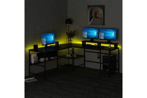 MİNAR GRETA RGB LED IŞIKLI L KÖŞE ÇALIŞMA MASASI, SİYAH