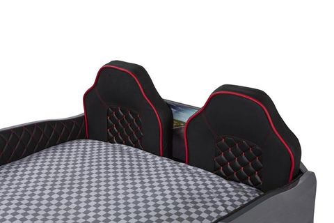 MUSTANG ARABALI FULL LEDLİ KUMANDALI MÜZİKLİ YATAK, GRİ