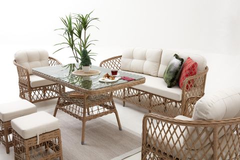 PALMA RATTAN ÜÇLÜ OTURMA GRUBU, CAPPUCCINO