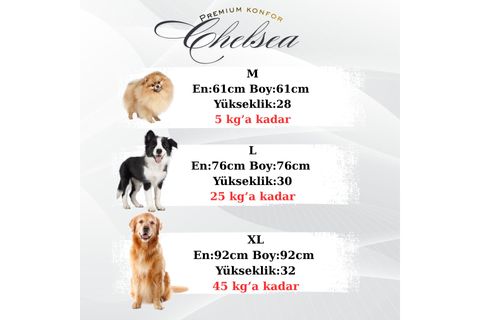 CHELSEA KÖPEK YATAĞI  GRİ XL BEDEN 92X92X32