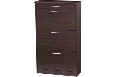 ADORE FLAT 3 KAPAKLI TEK ÇEKMECELİ AYAKKABI DOLABI WENGE