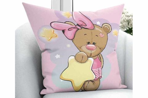 ELSE PEMBE KIZ AYICIK BEBEK ÇOCUK ODASI MODERN DESENLİ KIRLENT KILIFI