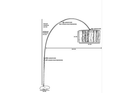 LUMEXX DEVE BOYNU SİLİNDİR LAMBADER, ESKİTME AYAK, KOYU HASIR ABAJURLU