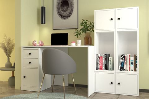 MODÜLER ÇALIŞMA MASASI, 2 KAPAKLI KİTAPLIK SETİ