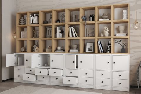 LİNEA PREMİUM BÜYÜK BOY ÇEKMECELİ KAPAKLI AHŞAP KİTAPLIK NRG KTP 1119