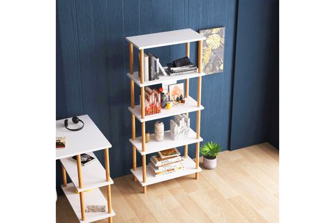 PİNA DEKORATİF KİTAPLIK, 5 RAFLI, BEYAZ