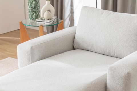 MERLİN DAYBED, KALIN KOL, NATUREL AYAK, RECYCLED KUMAŞ, AÇIK GRİ