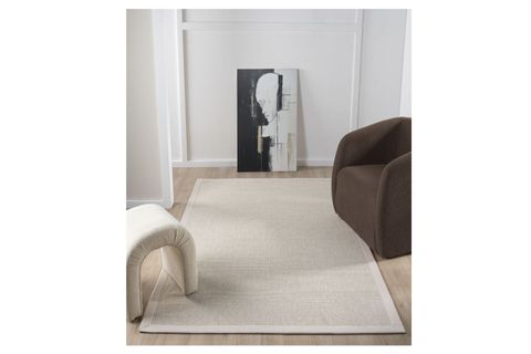 BORDÜRLÜ HASIR DOKULU SİSAL MAKİNE HALISI, BEJ, 100X250
