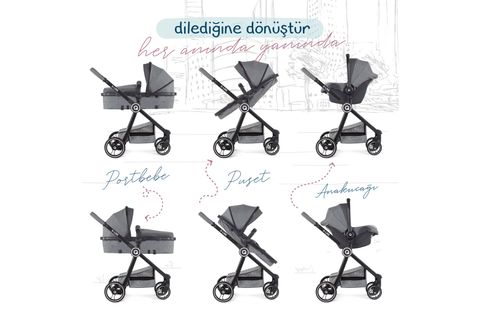 QUERO S-LİNE TRAVEL SİSTEM BEBEK ARABASI SETİ, SİYAH