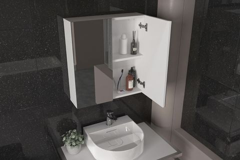 BİNARY AYNALI BANYO ÜST DOLABI, BEYAZ