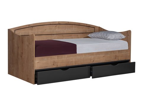 SOFT ÇEKMECELİ KARYOLA, CEVİZ ANTRASİT, 90X200