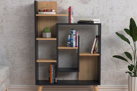 LAGOMOOD NEW SALLY KİTAPLIK, ANTRASİT SAFİR MEŞE
