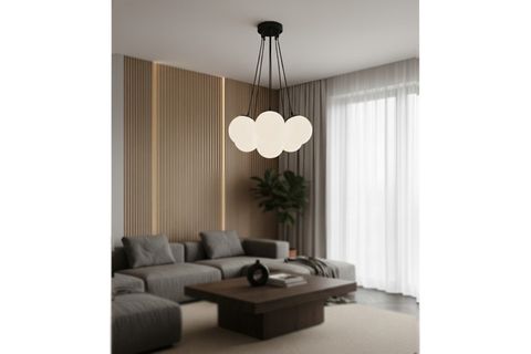 GLASS WORLD AVİZE, SİYAH BEYAZ, ALTILI