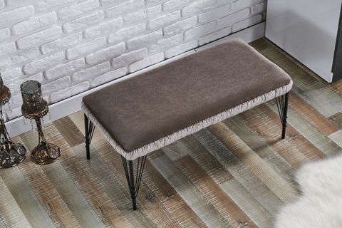 LOTUS BÜZGÜLÜ BENCH, SİYAH METAL AYAK