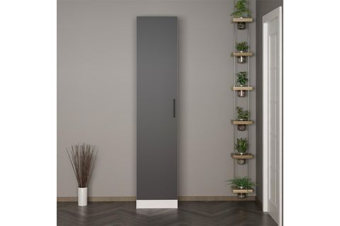 KALE 210 CM 1 KAPAKLI 1B RAF PORTMANTO, BEYAZ ANTRASİT